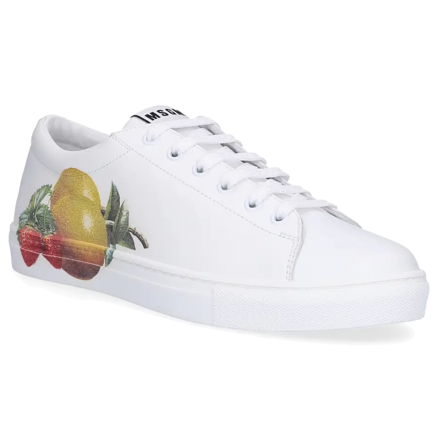 MSGM - Sneaker low CUPSOLE SNEKAER Kalbsleder Logo Print weiß