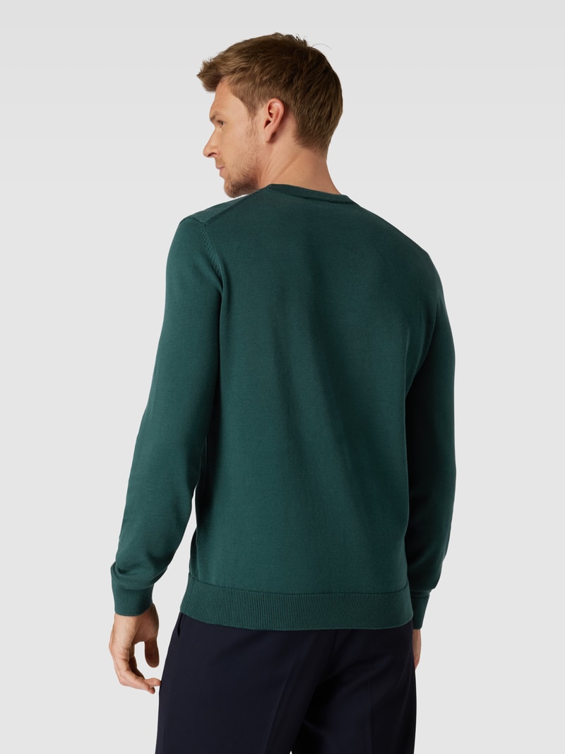 Pullover mit Label-Stitching Modell 'San Cassius' in dunkelgrün