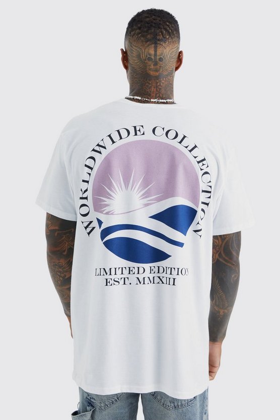 Oversize Worldwide T-Shirt mit Print