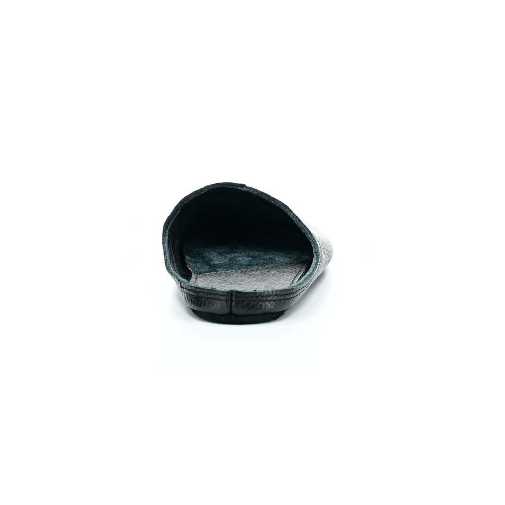 OmaKing Leather Slippers schwarze Hausschuhe