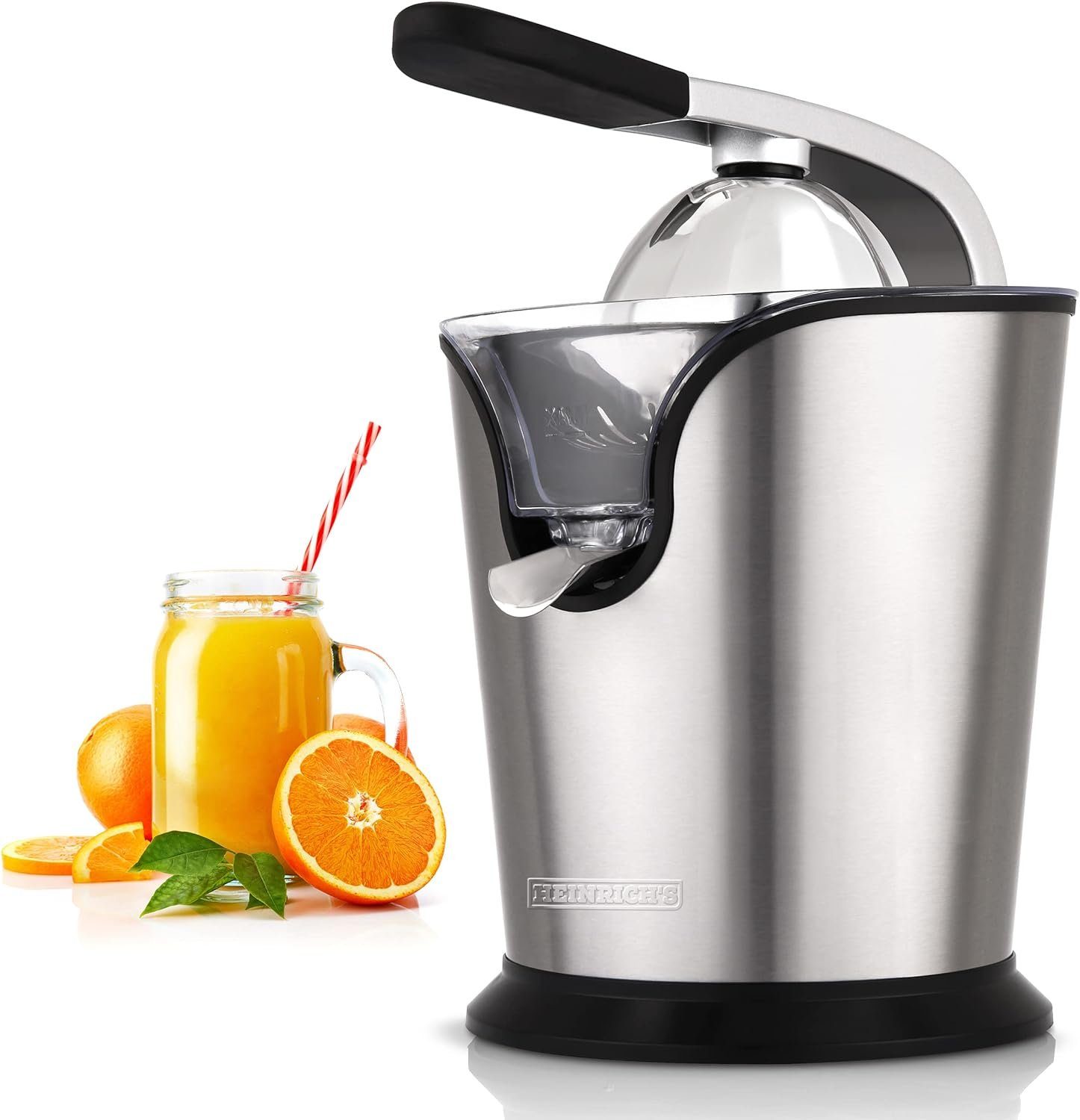 Heinrich´s Zitruspresse HZP 8693, 160,00 W, Juicer, Saftpresse inkl. Fließstopfunktion rostfrei