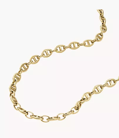 Fossil Ankerkette Heritage D-Link Edelstahl goldfarben