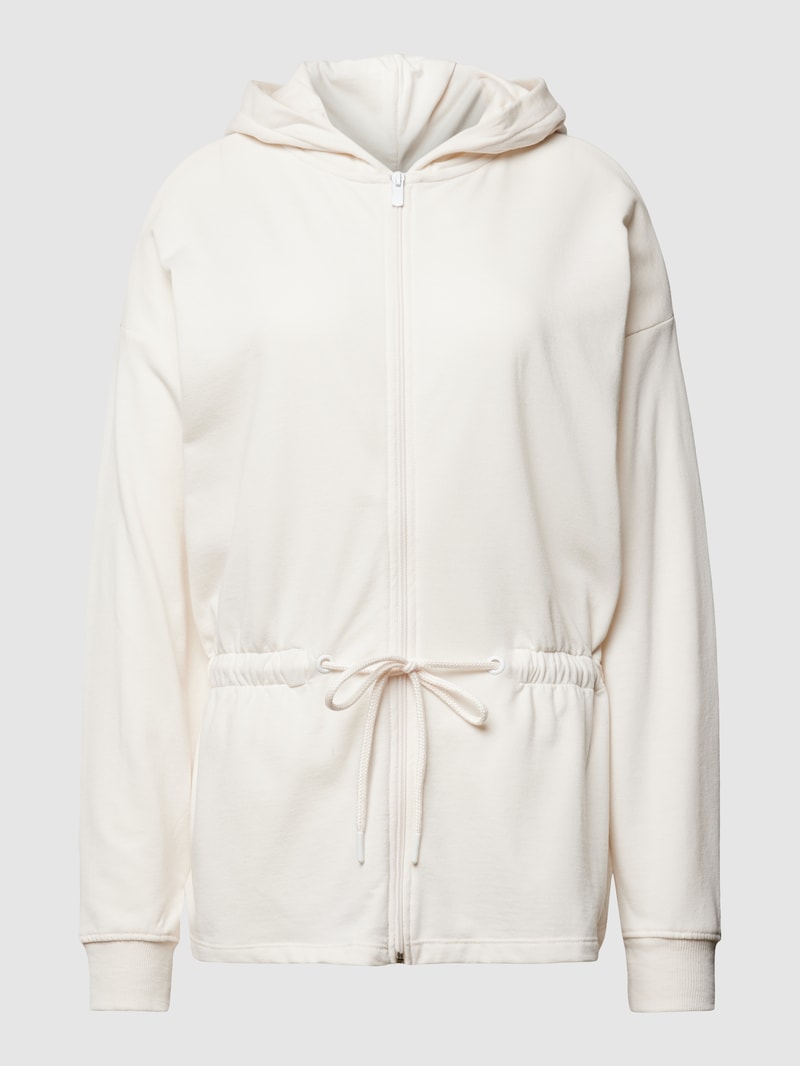 Sweatjacke mit Kapuze in ecru