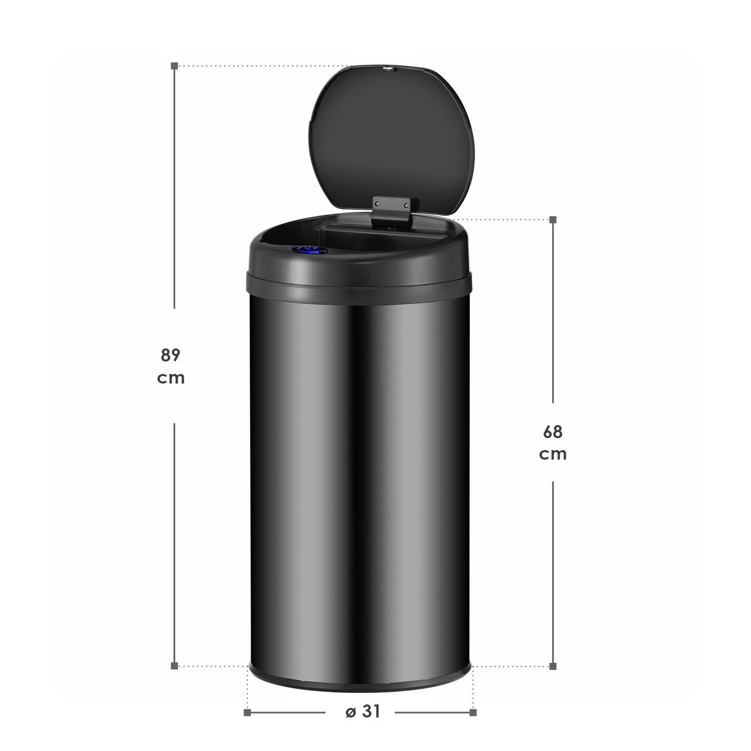 Juskys Mülleimer, 40 L Volumen, mit Sensor, geräuscharmes Öffnen / Schließen, rostfrei