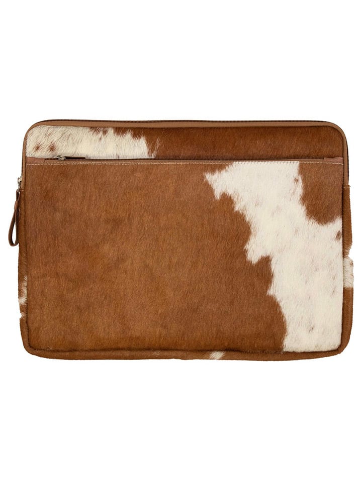 Mars & More Leder-Laptoptasche in Hellbraun/ Weiß - (B)28,5 x (H)39 cm günstig kaufen