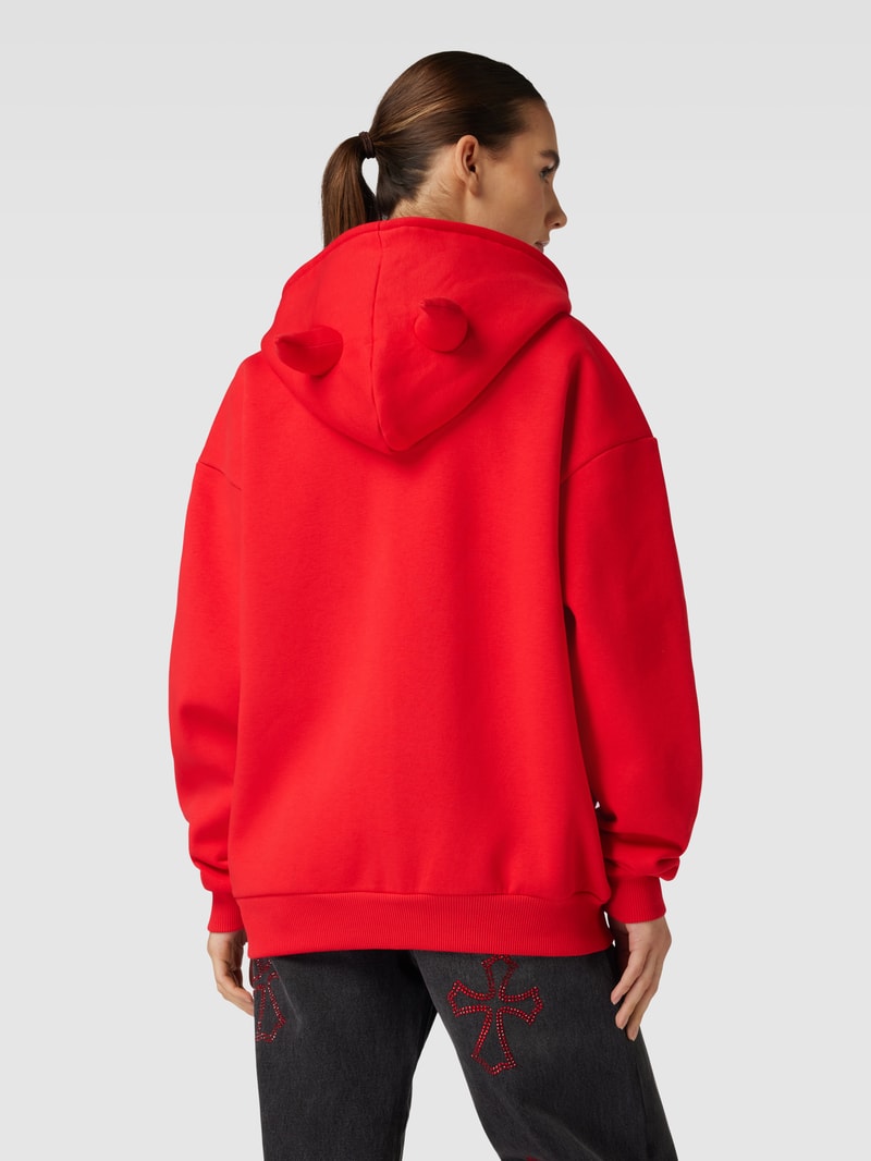 Sweatjacke mit Label-Statement-Print in rot