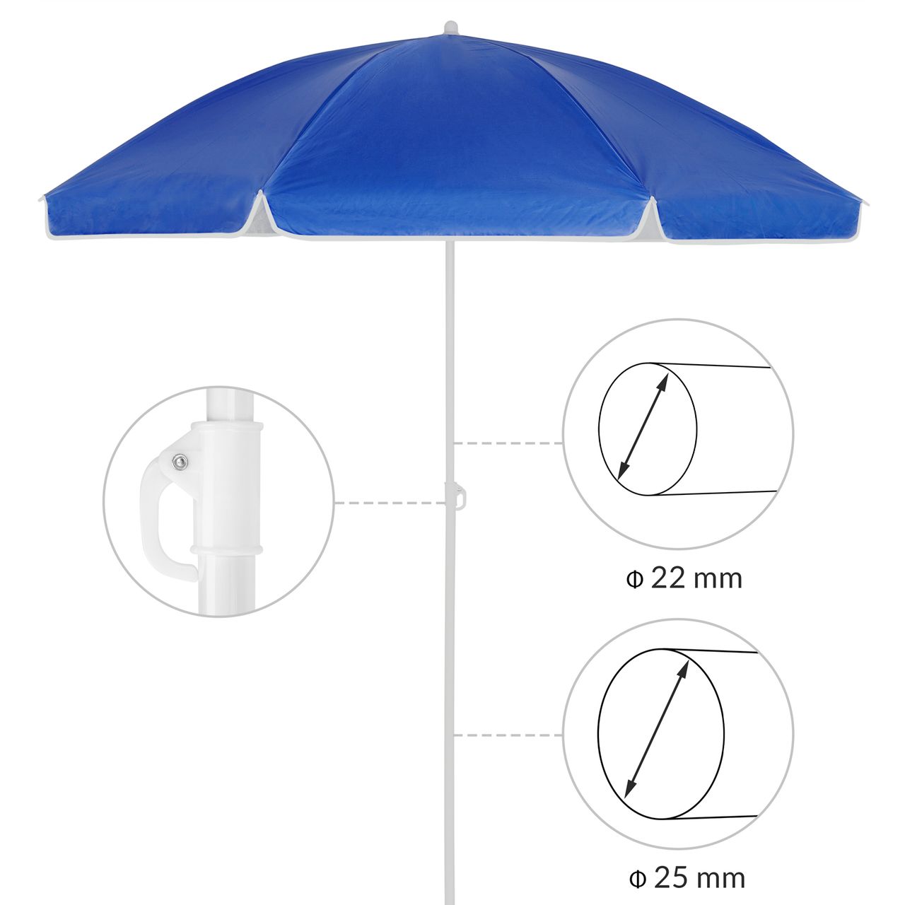 Kingsleeve Sonnenschirm Cyprus Blau 180cm Neigefunktion