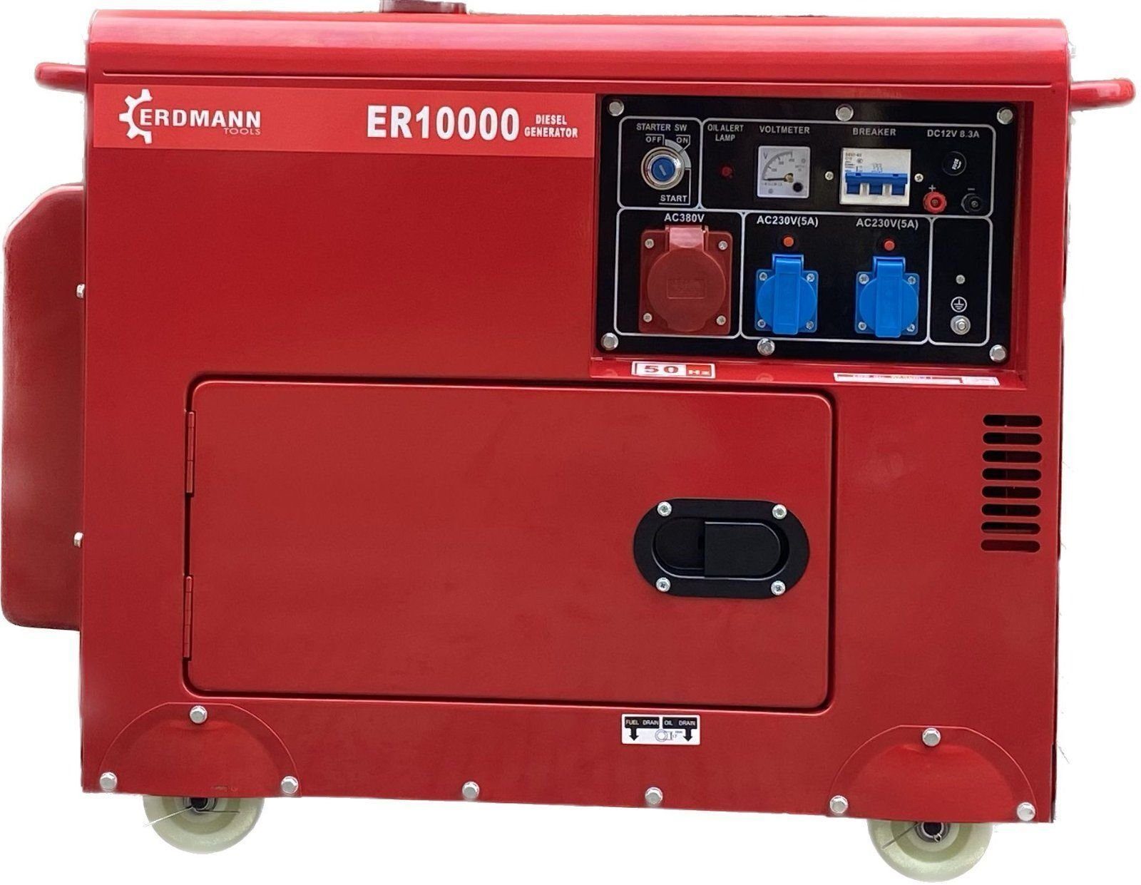 Erdmann Tols Stromerzeuger DIESEL Elektrostart Stromerzeuger Generator 2x220V-1x380V, (1-tlg)
