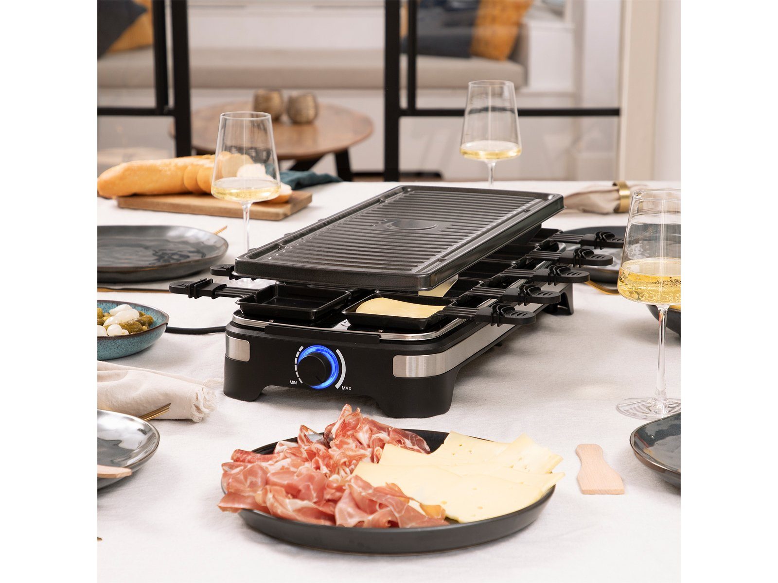PRINCESS Raclette, Gerät Tischgrill 2-10 Personen geriffelte Grillplatte Camping geeignet