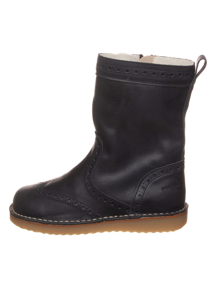 POM POM Leder-Stiefel in Dunkelblau günstig kaufen