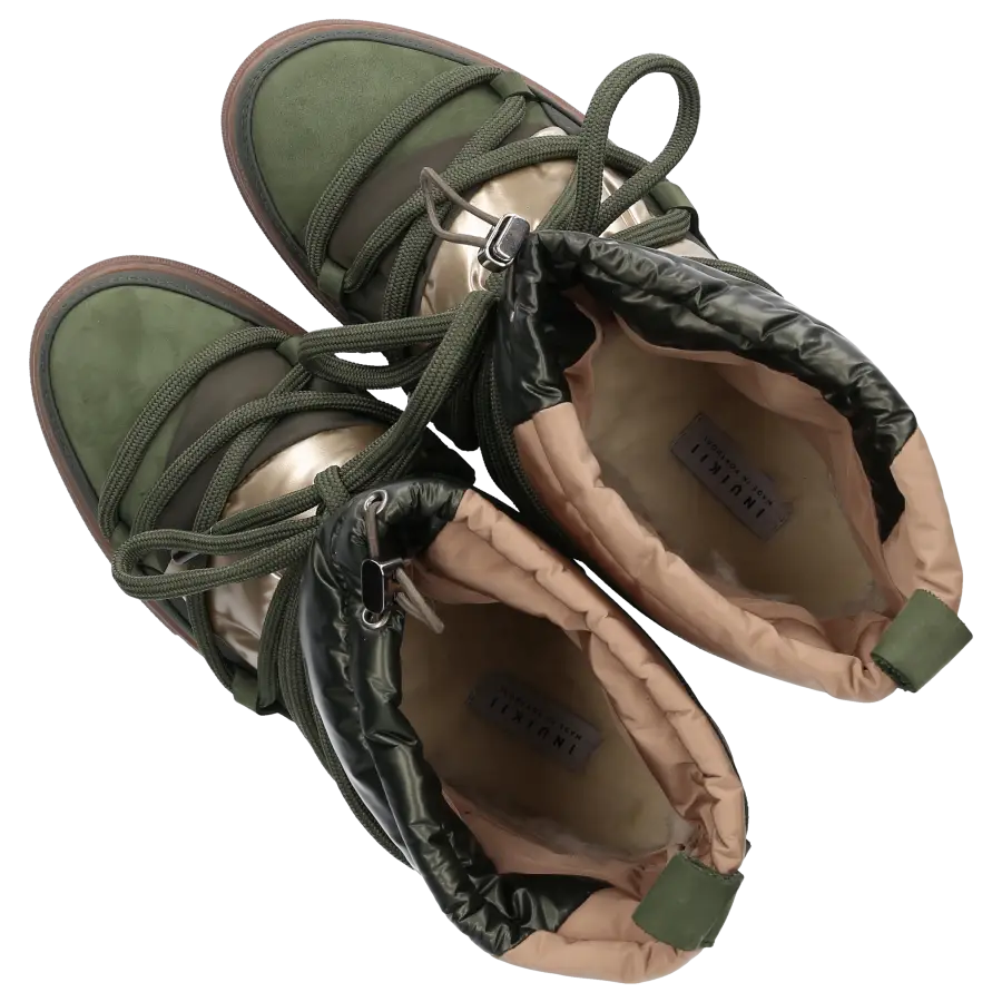 INUIKII - Snowboots PUFFER LOW Veloursleder Materialmix - grün