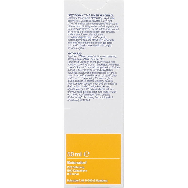 Nivea Nivea Sun face SPF 30 shine control, 50 ml