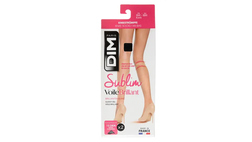 DIM Damen Kniestrümpfe Sublim 15 DEN 2er Pack noir