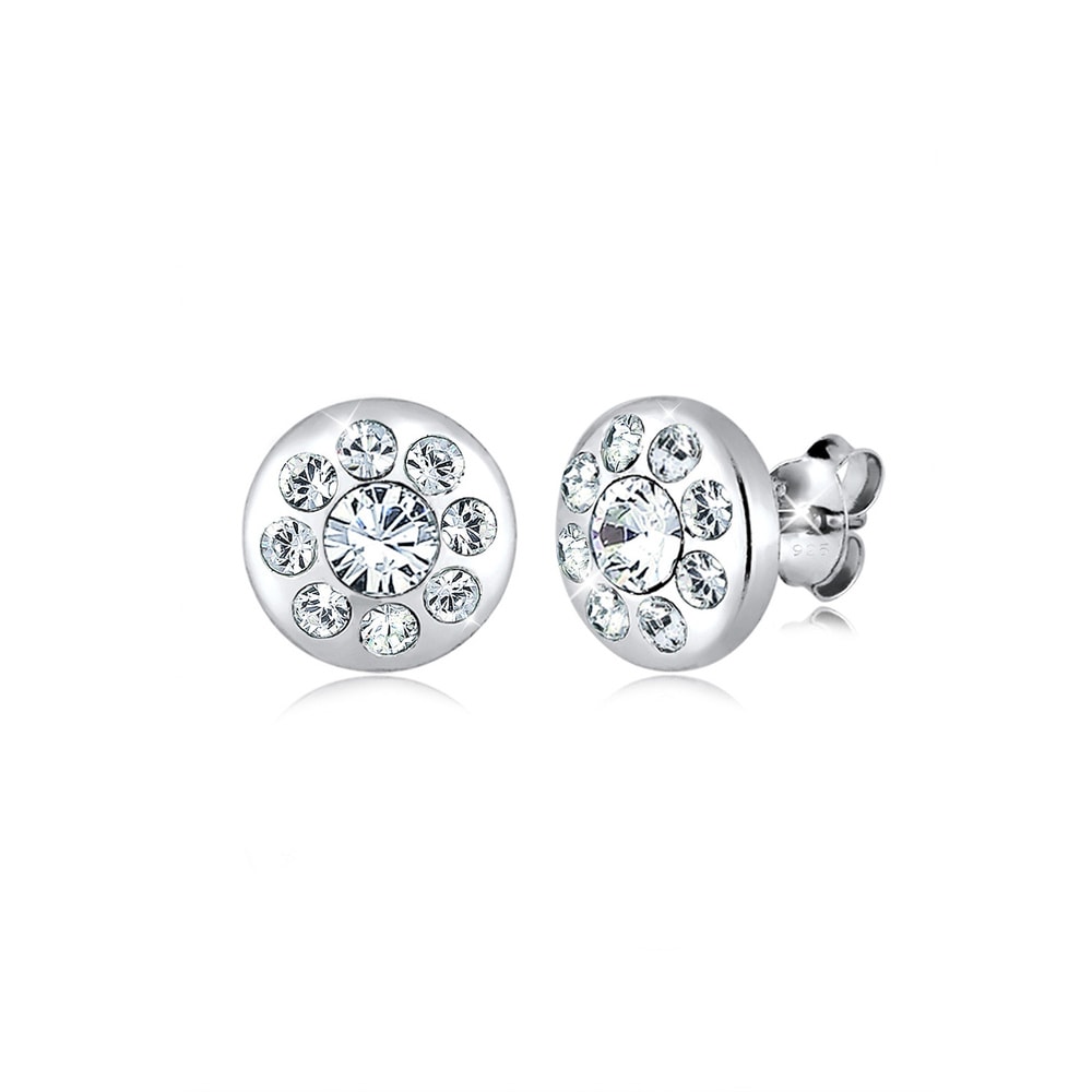 Elli Elli Boucles d'Oreilles Kreis Elegant Kristalle Funkelnd Silber Boucles d'oreilles