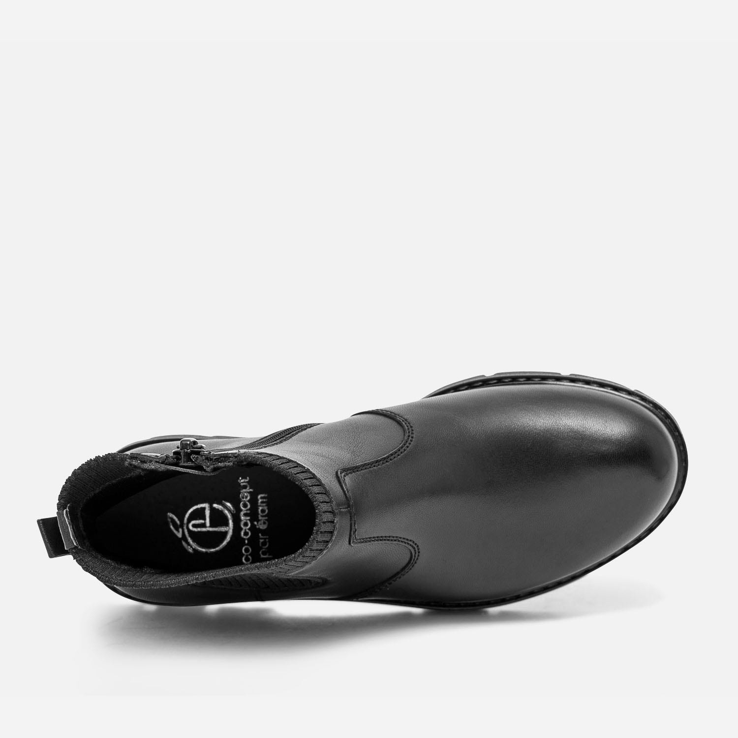 Boots-chaussette noir éco-conçu en cuir