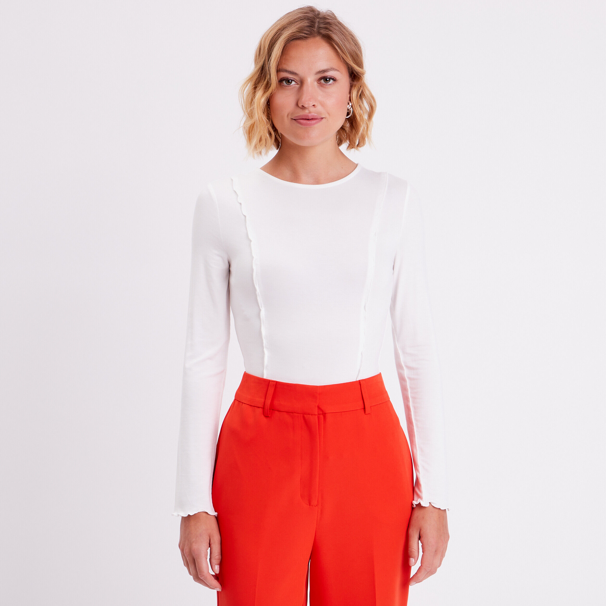 T-shirt manches longues blanc femme | Cache Cache