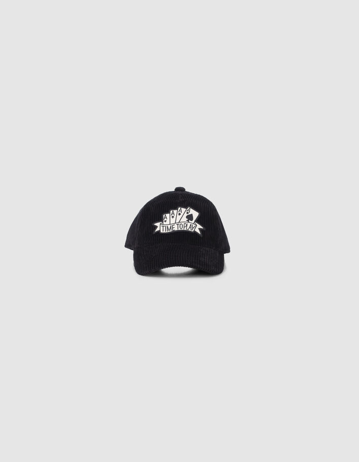 Casquette noire velours côtelé badge as garçon
