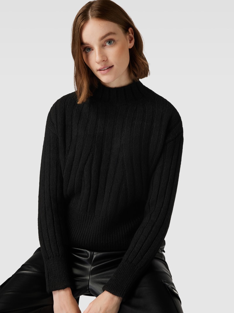 Strickpullover mit Stehkragen Modell 'AGNES' in schwarz