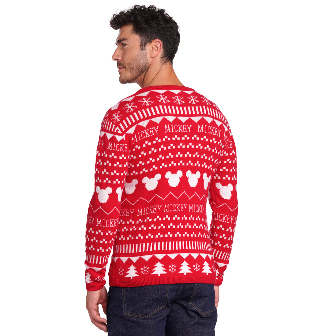 Micky Maus Weihnachtsstrickpullover rot / weiss
