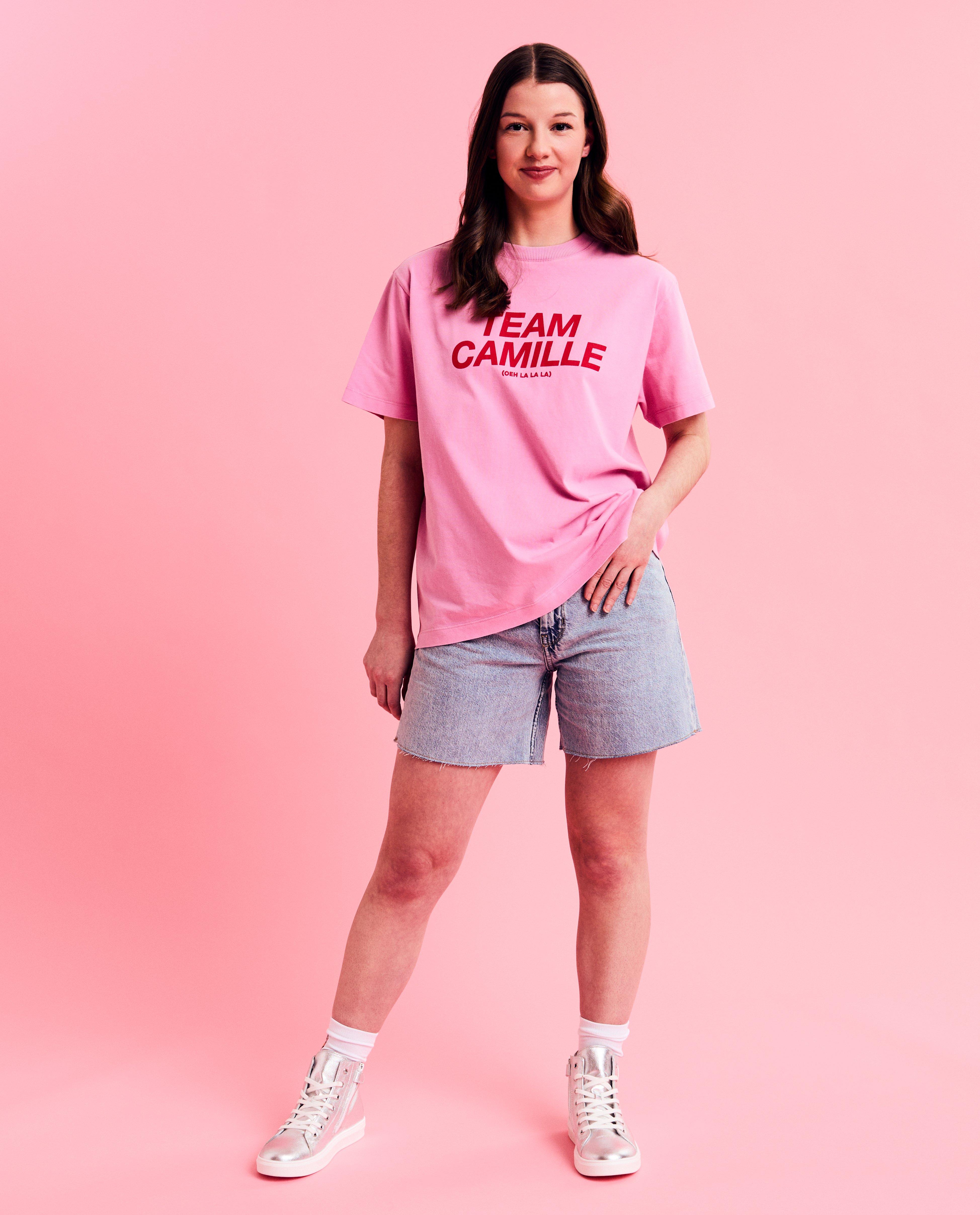 Tricou CAMILLE cu amprenta pe spate, XS-XL roze