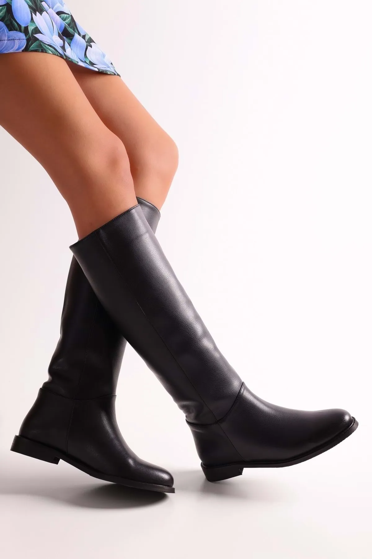 Shoeberry  Damen Mori Black Skin Reitstiefel Black Skin