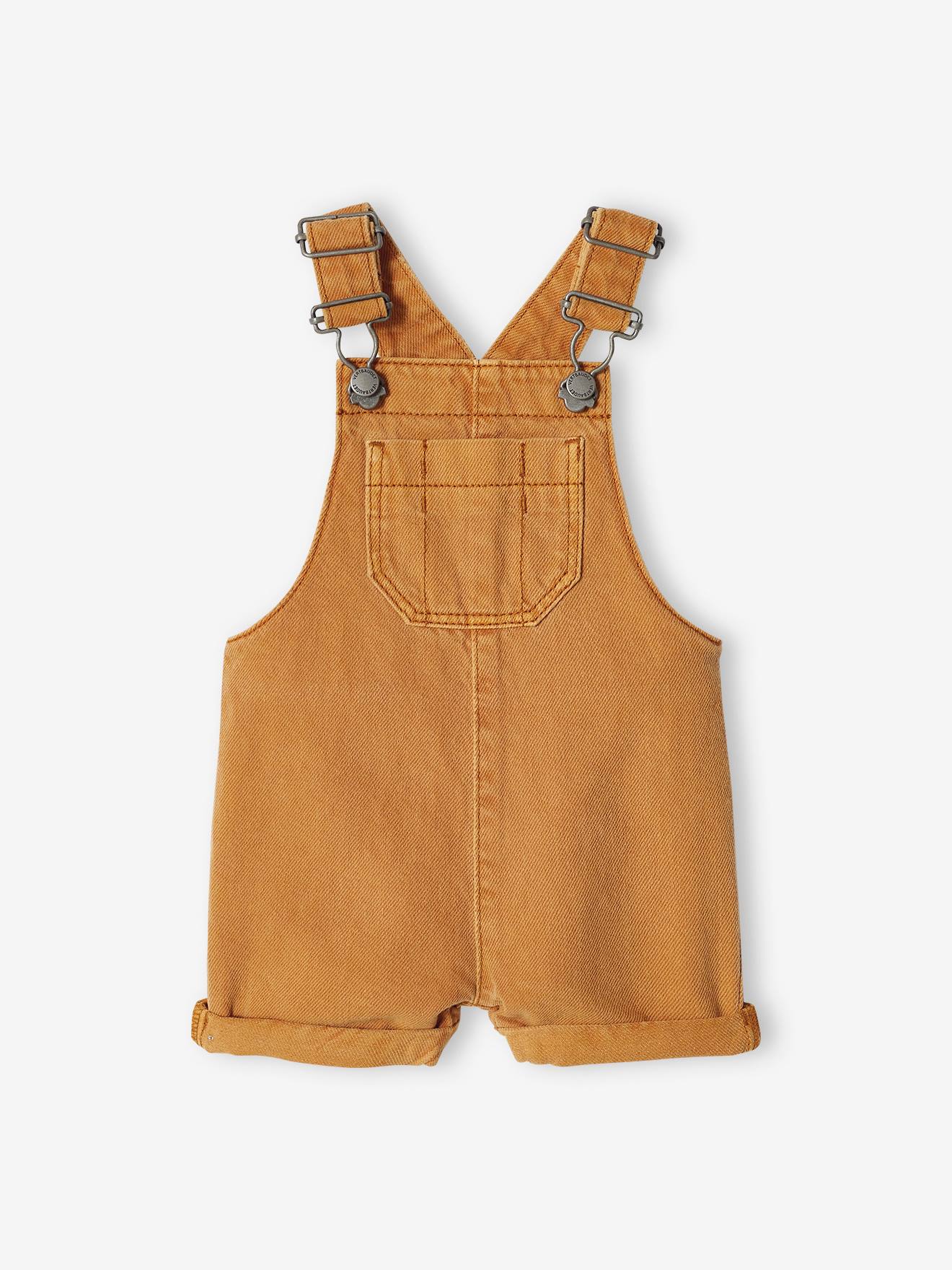 Salopette-short bébé bretelles ajustables caramel