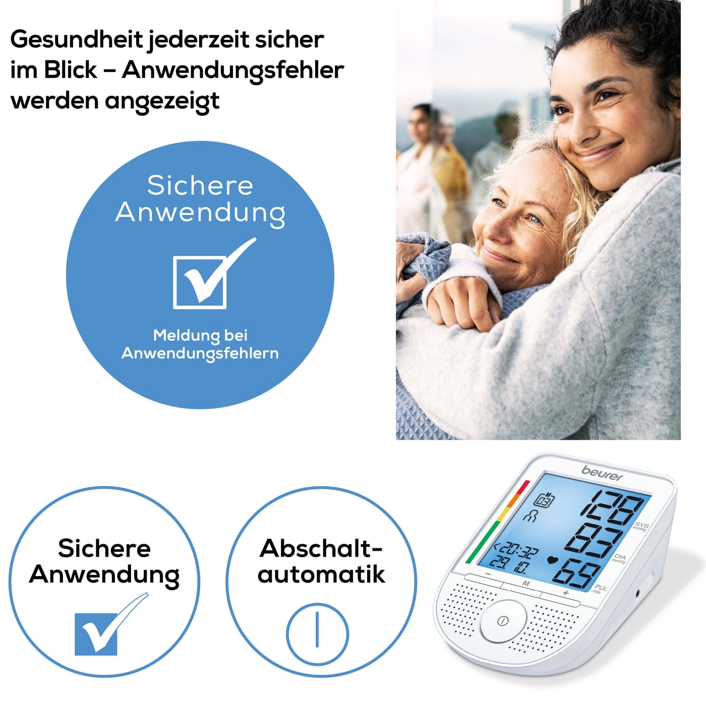 Beurer Sprechendes Oberarm-Blutdruckmessgerät BM 49-Oberarm-Blutdruckmessgerät mit Sprachausgabe & Erkennung von Herzrhythmusstörungen