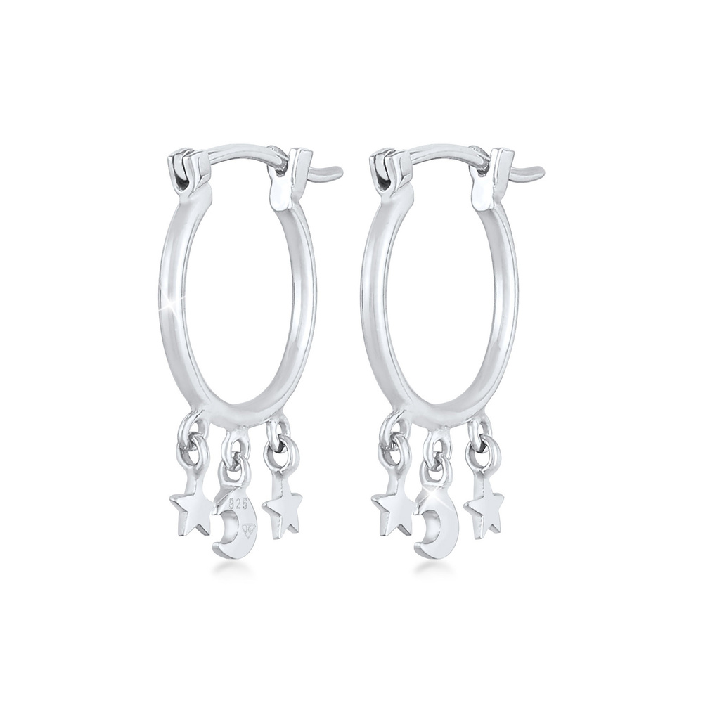 Elli Elli Boucles d'Oreilles Blogueur créoles étoile lune astro tendance pour femme en Boucles d'oreilles