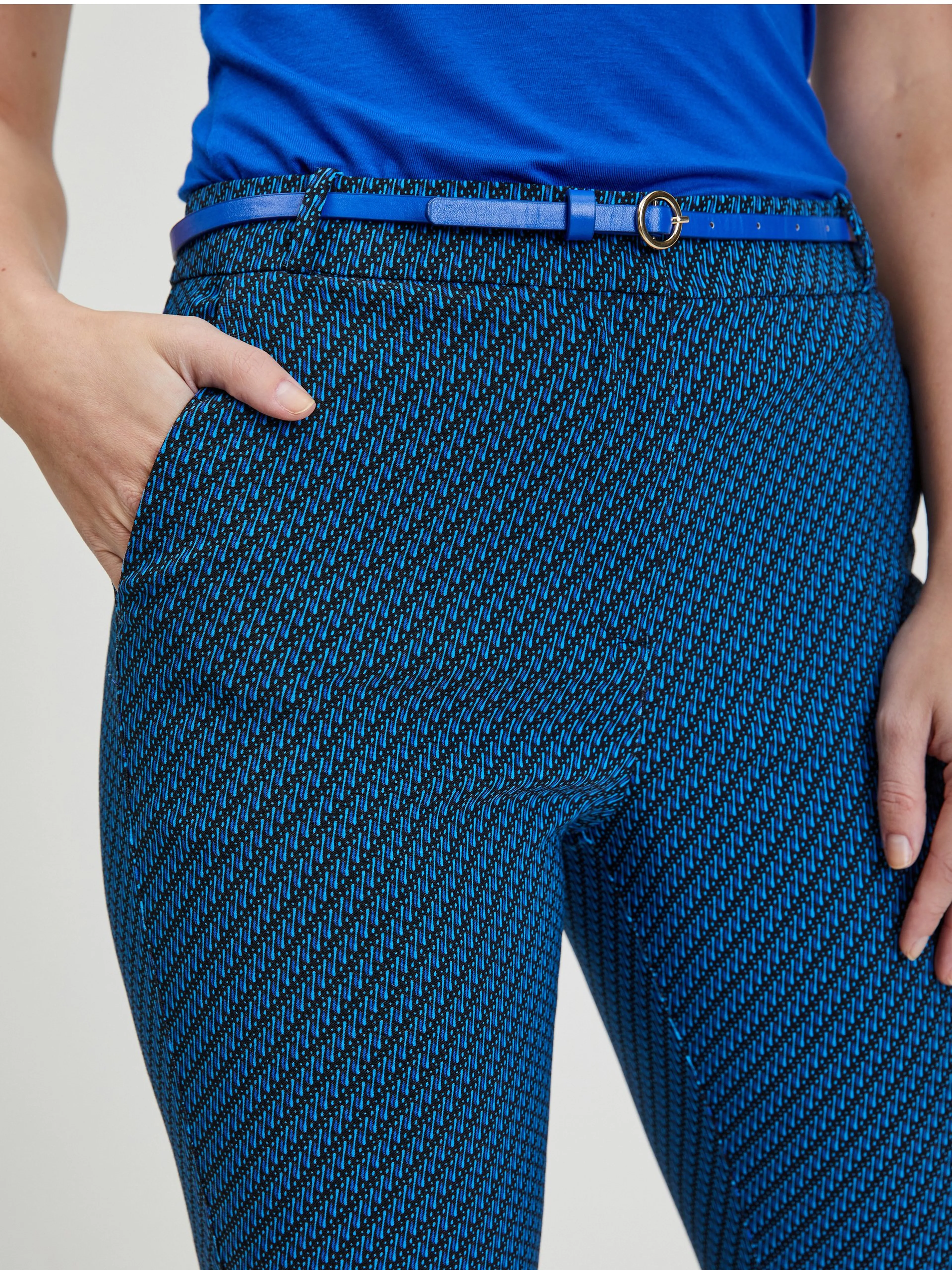 Schwarz-blau gemusterte Damenhose ORSAY