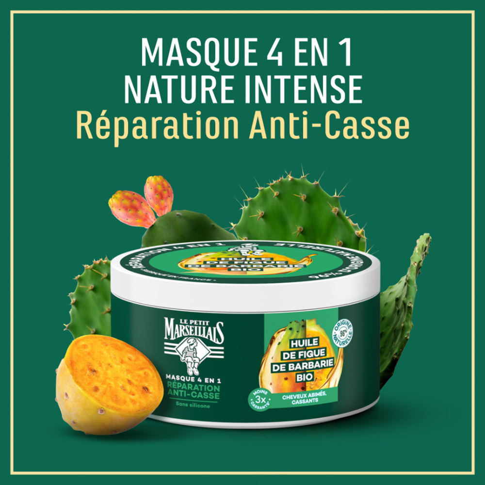 le petit marseillais Masque 4-En-1 Réparation pour Cheveux, Calendula BIO & Figue de Barbarie BIO Masque