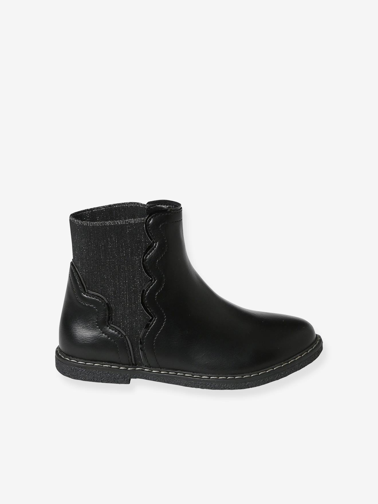Vertbaudet Mädchen Boots mit Dehneinsatz - schwarz