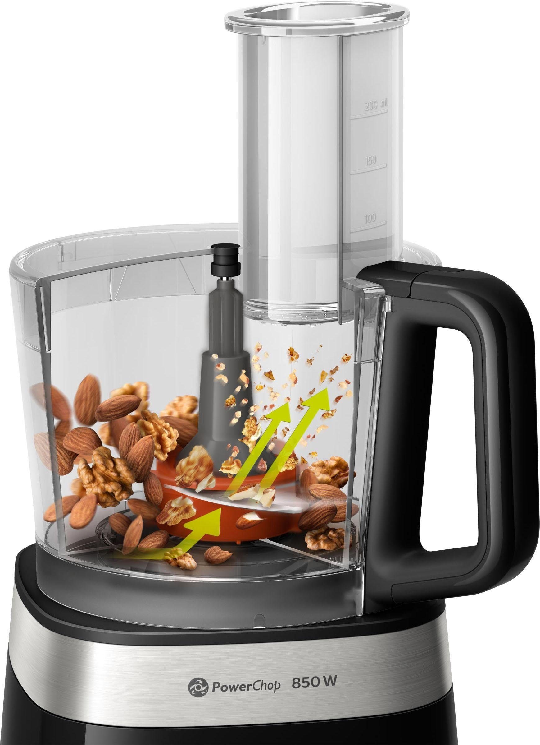 Philips Küchenmaschine HR7530/10, 850 W, 2,1 l Schüssel, 31 Funktionen, 2-in-1 Schneidescheibe, Zitruspressenaufsatz