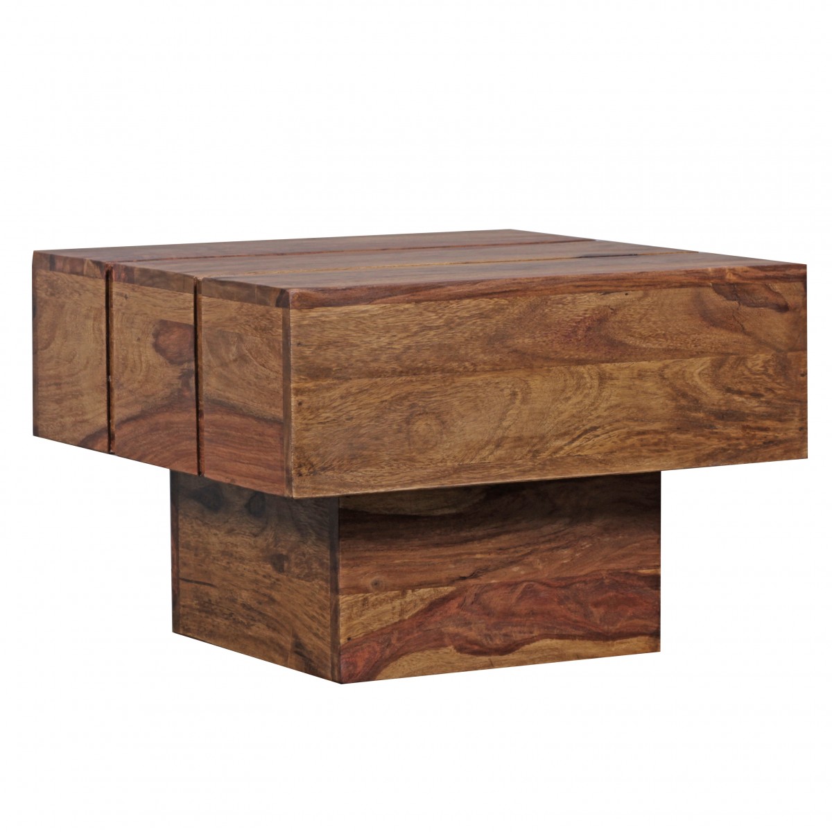 Wohnling Beistelltisch Massivholz Sheesham Wohnzimmertisch 44 x 44 x 30 cm Couchtisch
