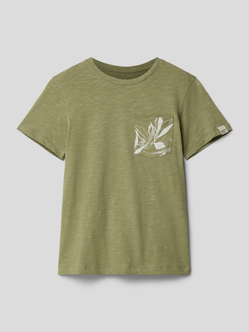 T-Shirt aus Baumwolle mit Label-Detail Modell 'CRAYON' in schilf