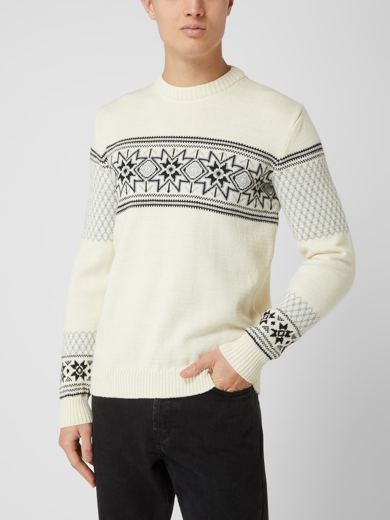 Norwegerpullover aus Schurwolle Modell 'Elis' in offwhite