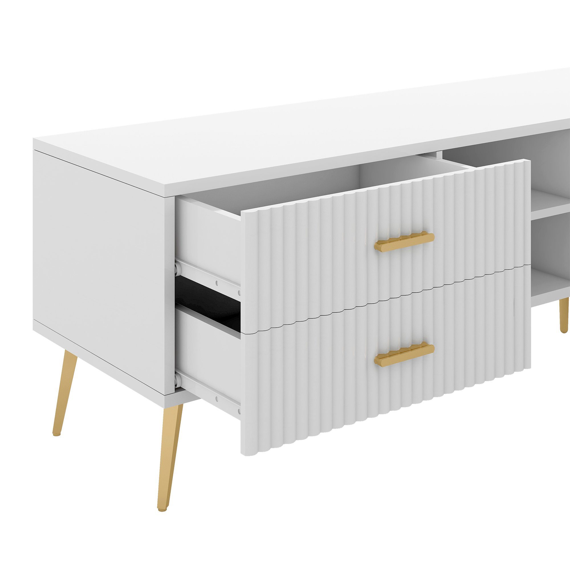 OKWISH TV-Schrank Lowboards, für 75-Zoll-Fernseher,TV-Boards Modernes Entertainment-Center, Medienkonsole (weiß)