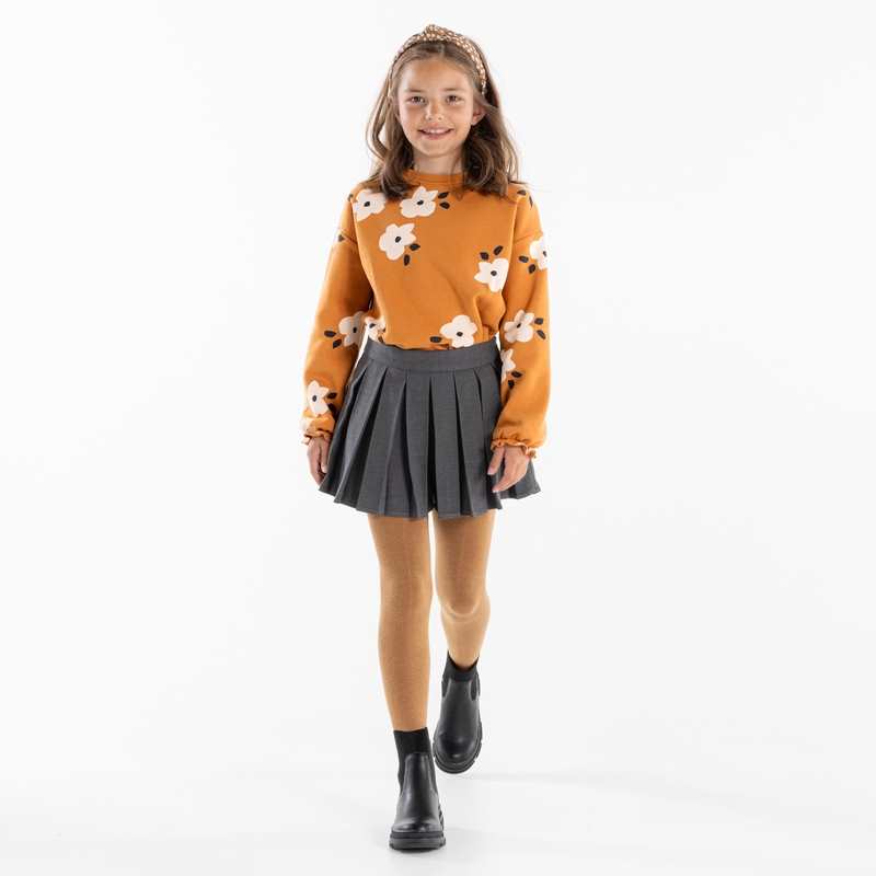 Sweat-shirt imprimé fleurs beige fille