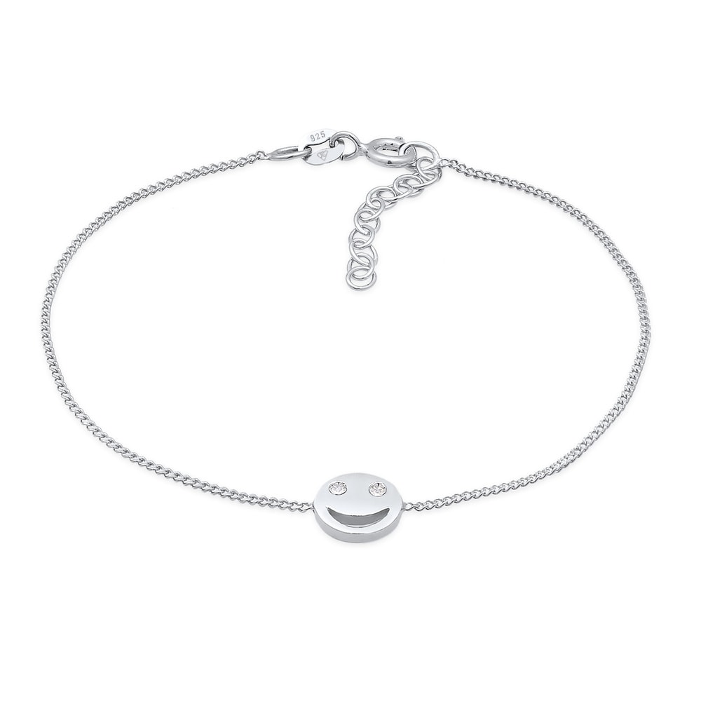 Elli Elli Bracelet Femmes Smile Emoji symbole Face Tendance avec cristaux en Argent St Bracelet