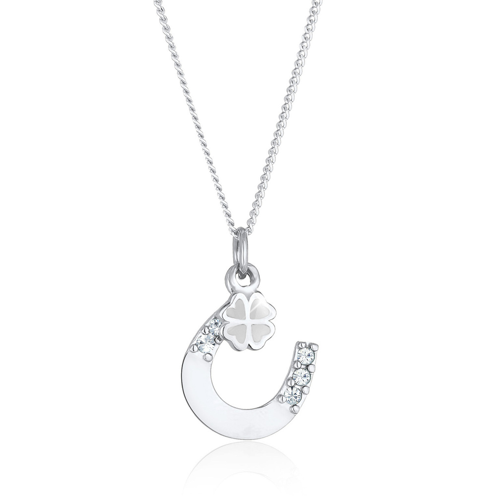 Elli Elli Collier Femmes Pendentif Fer à Cheval Trèfle à Quatre Feuilles avec Cristaux collier