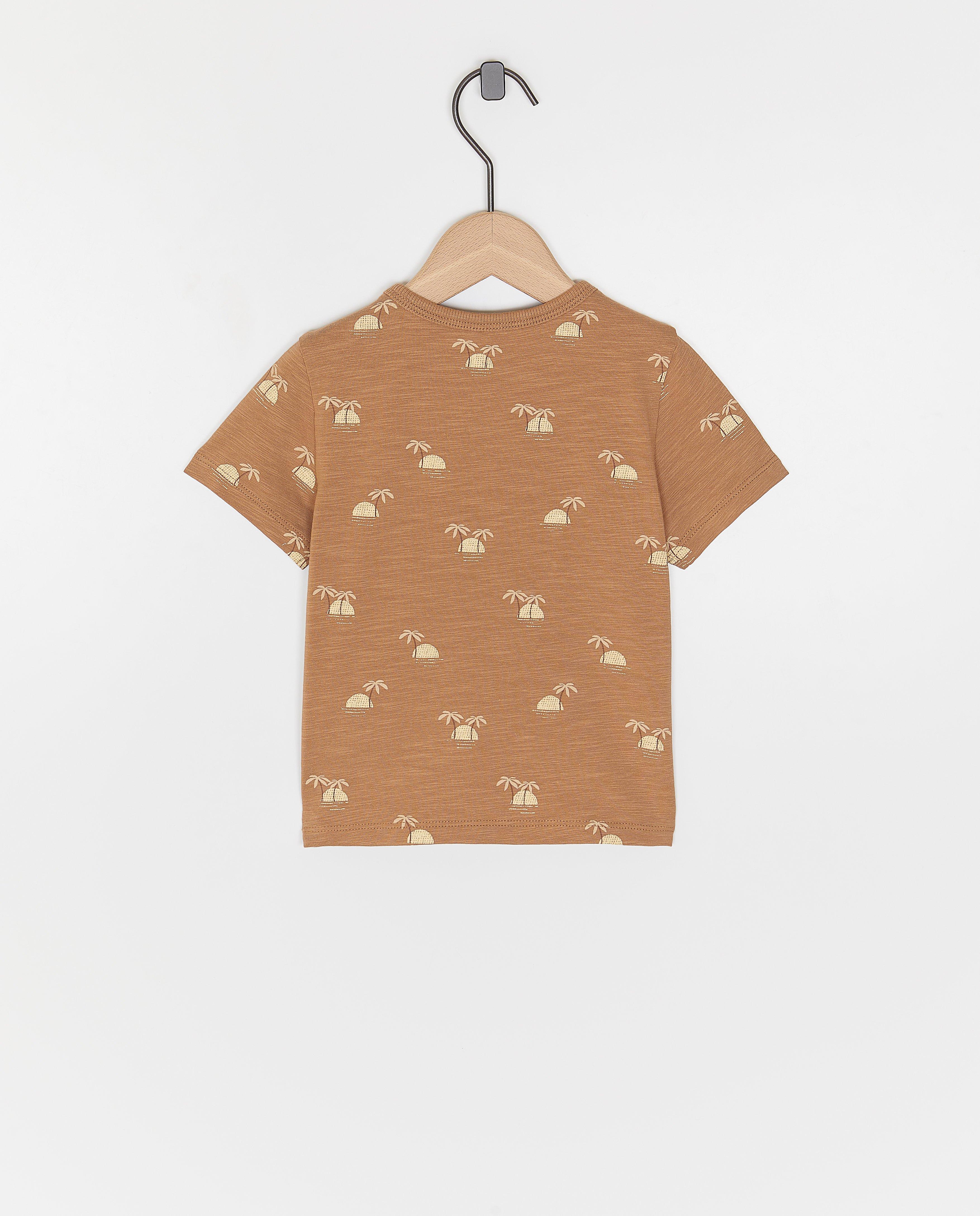 Tricou Cuddles and Smiles cu imprimeu solar maro