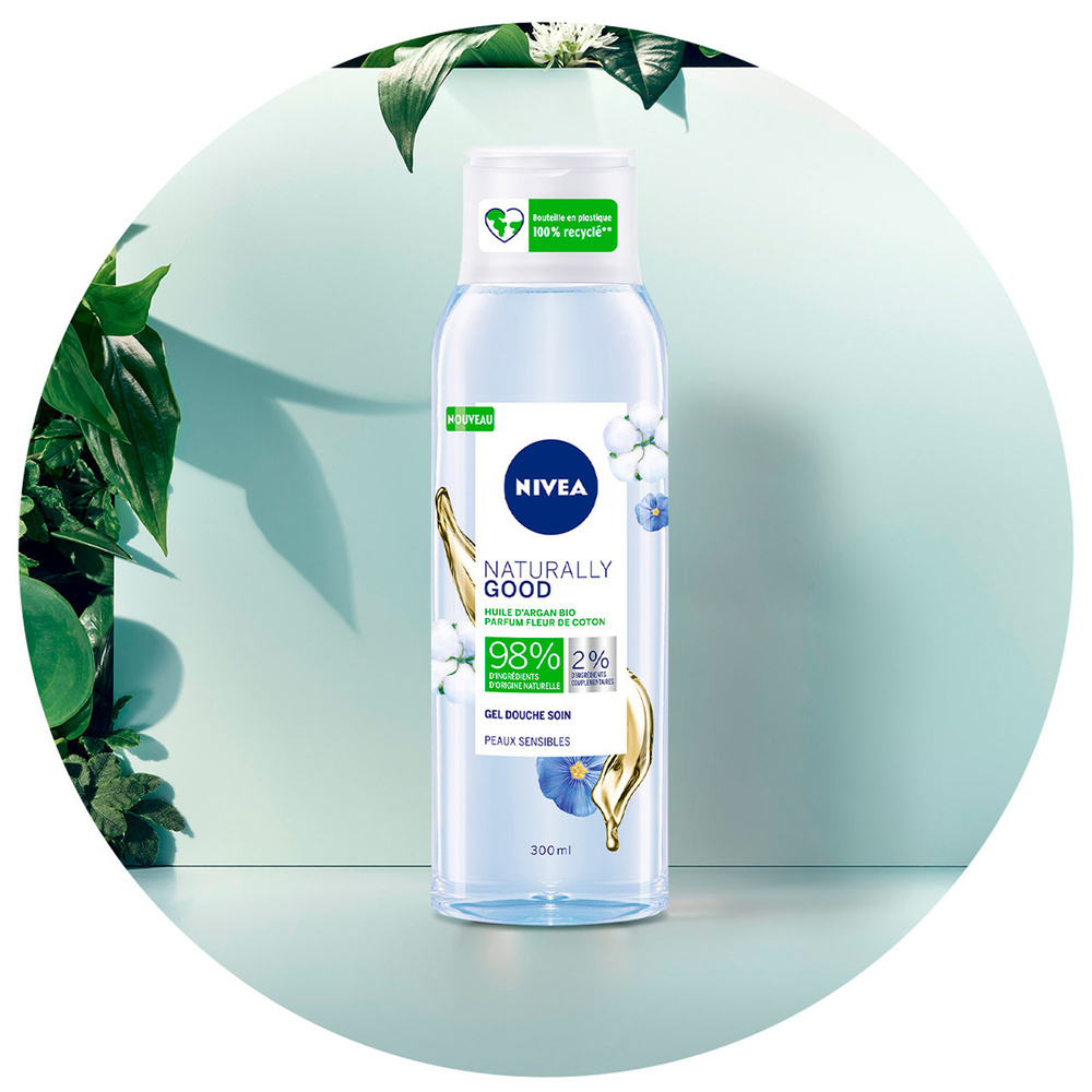 nivea NATURALLY GOOD - Gel douche fleur de coton et huile d'argan BIO Douche soin femme