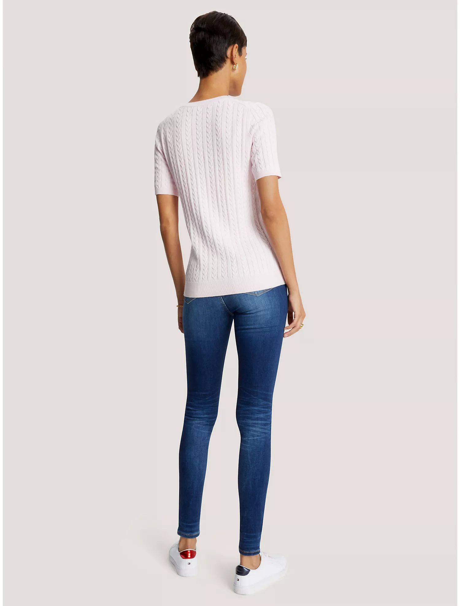 Cable Knit Short-Sleeve Sweater