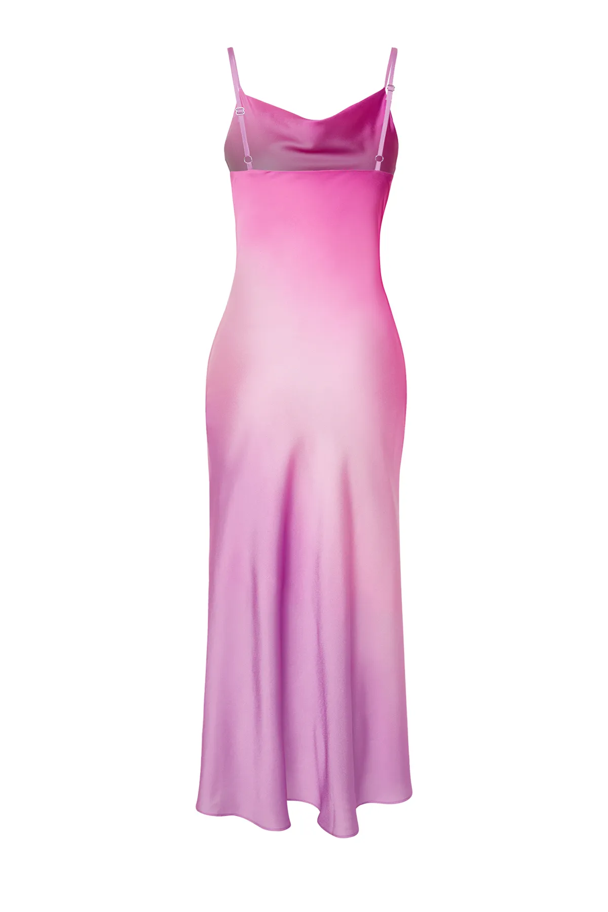 Trendyol Collection  Rosa-mehrfarbiges, gemustertes, gefüttertes Abendkleid aus Satin mit Farbverlauf TPRSS19BB0058