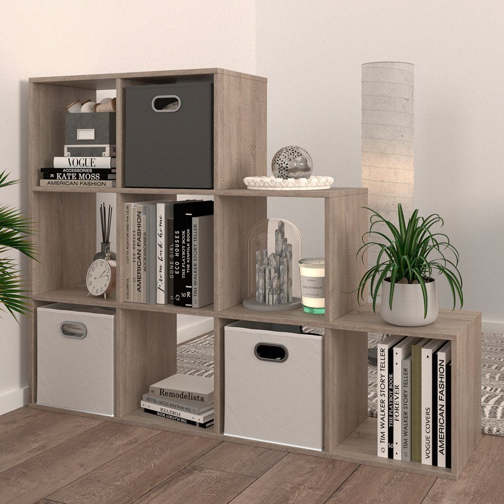 Vicco Raumteiler Treppenregal Bücherregal 9 Fächer Sonoma