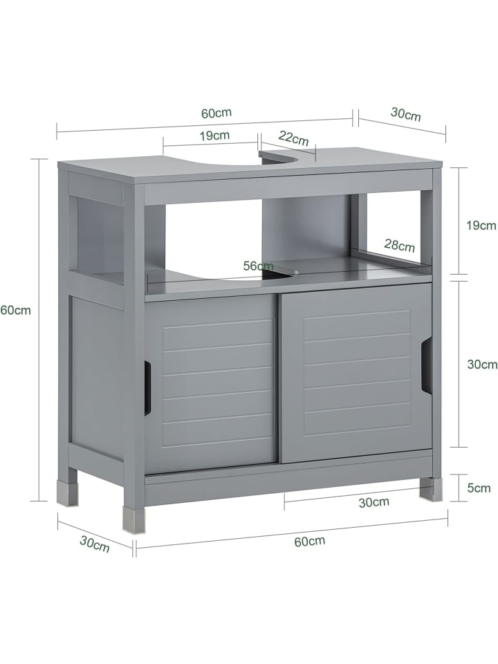 SoBuy Waschbeckenunterschrank in Dunkelgrau - (B)60 x (H)60 x (T)30cm günstig kaufen onesize