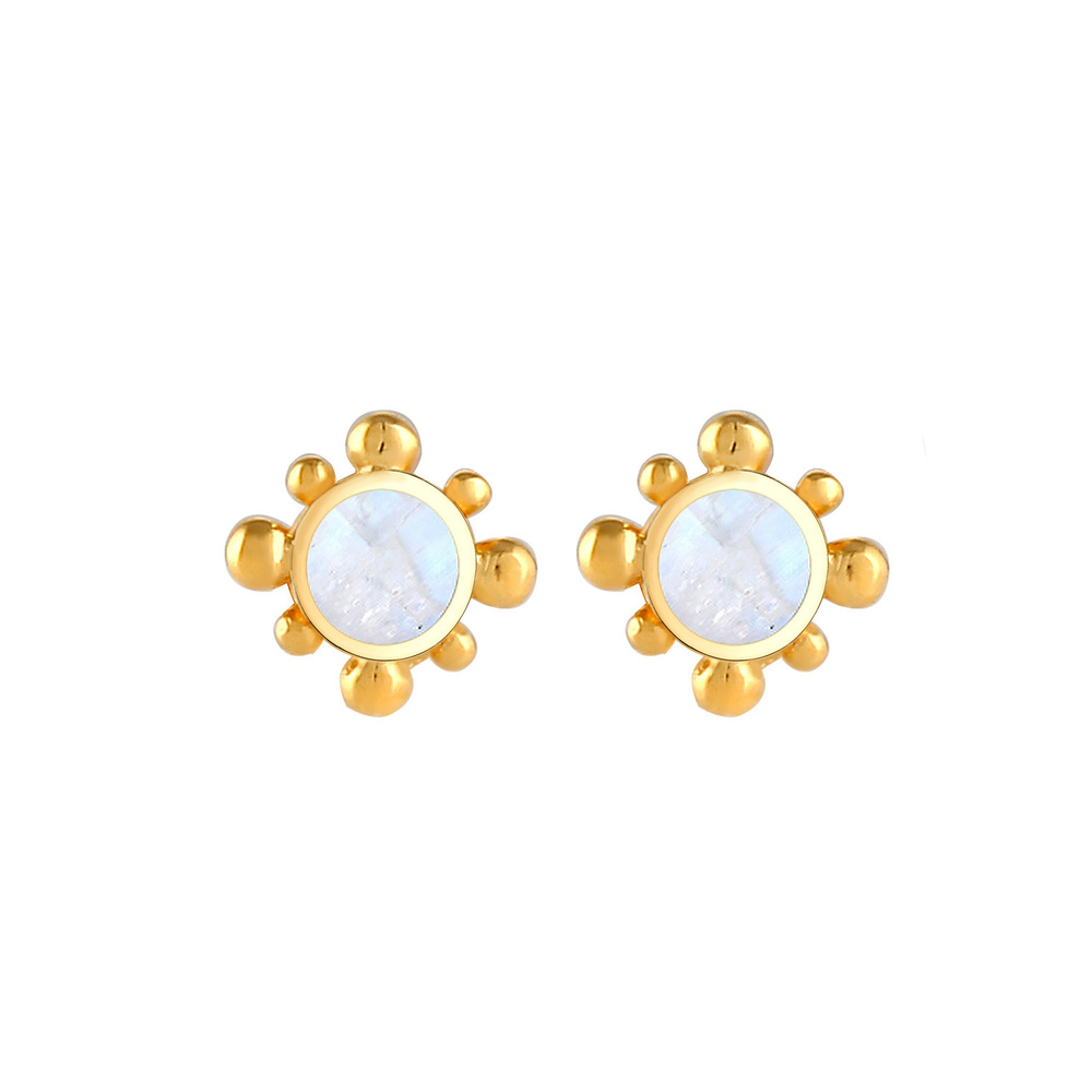 Elli Elli Boucles d'Oreilles en pierre de lune pour dames - Vintage 925/1000 argent ma Boucles d'oreilles