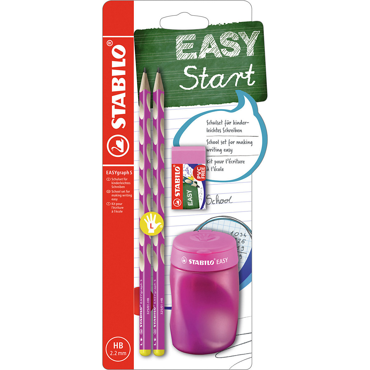 Dreikant-Bleistift EASYgraph Start Set Linkshänder pink, 4-tlg.