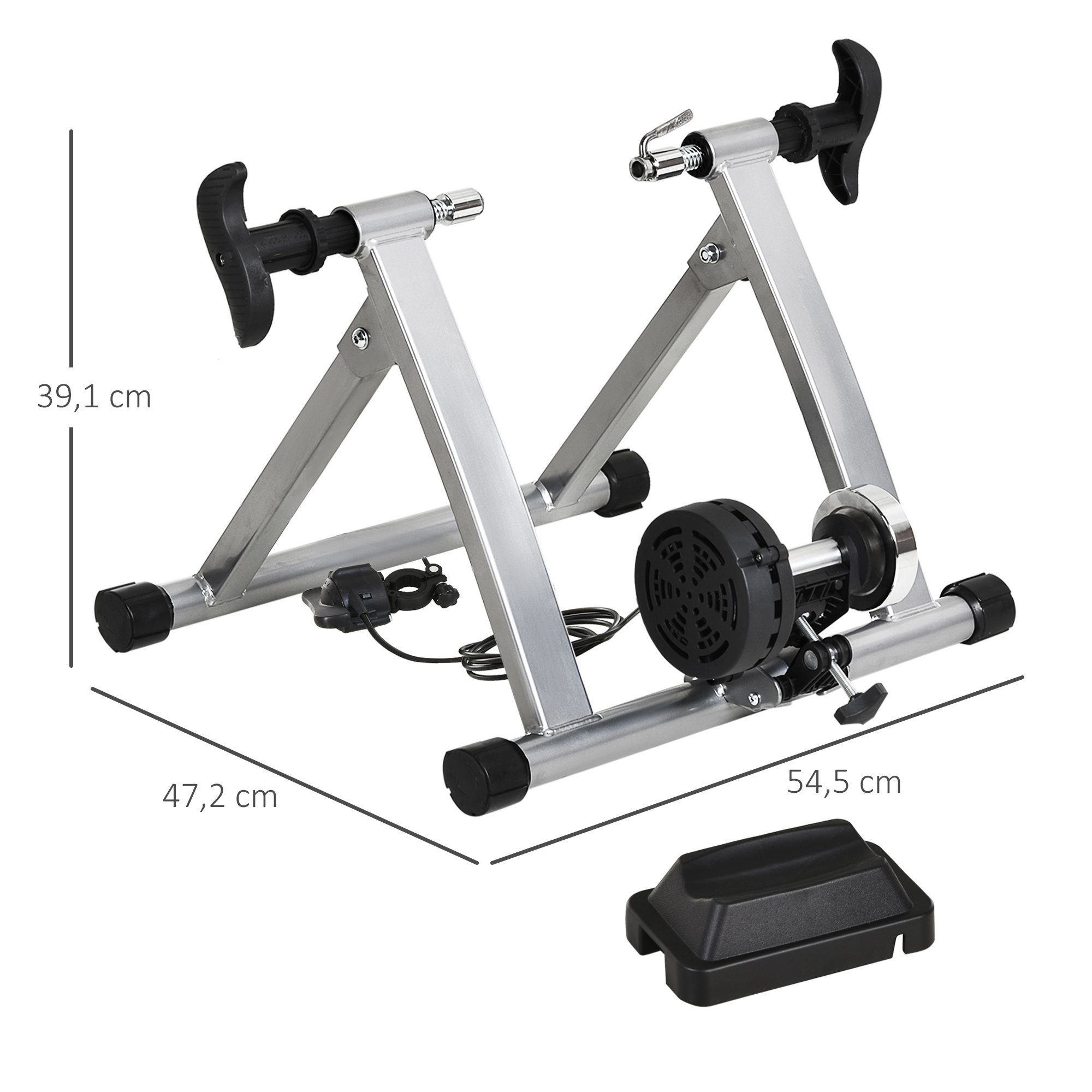 HOMCOM Heimtrainer Rollentrainer, Fahrradtrainer, klappbar, 54,5 x 47,2 x 39,1cm, Heimtrainer Fahrrad