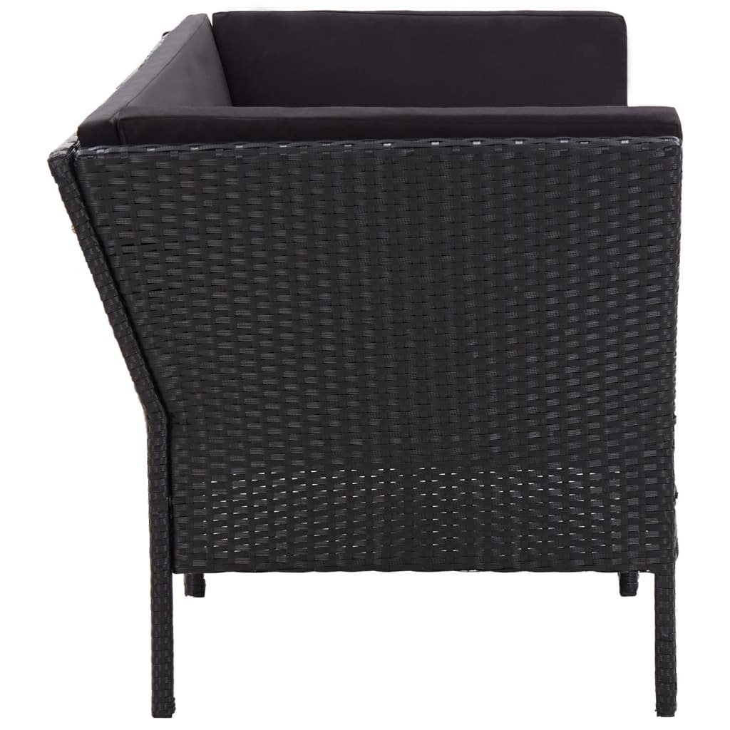 vidaXL Gartenlounge-Set 6-tlg. Garten-Lounge-Set mit Auflagen Poly Rattan Schwarz, (6-tlg)