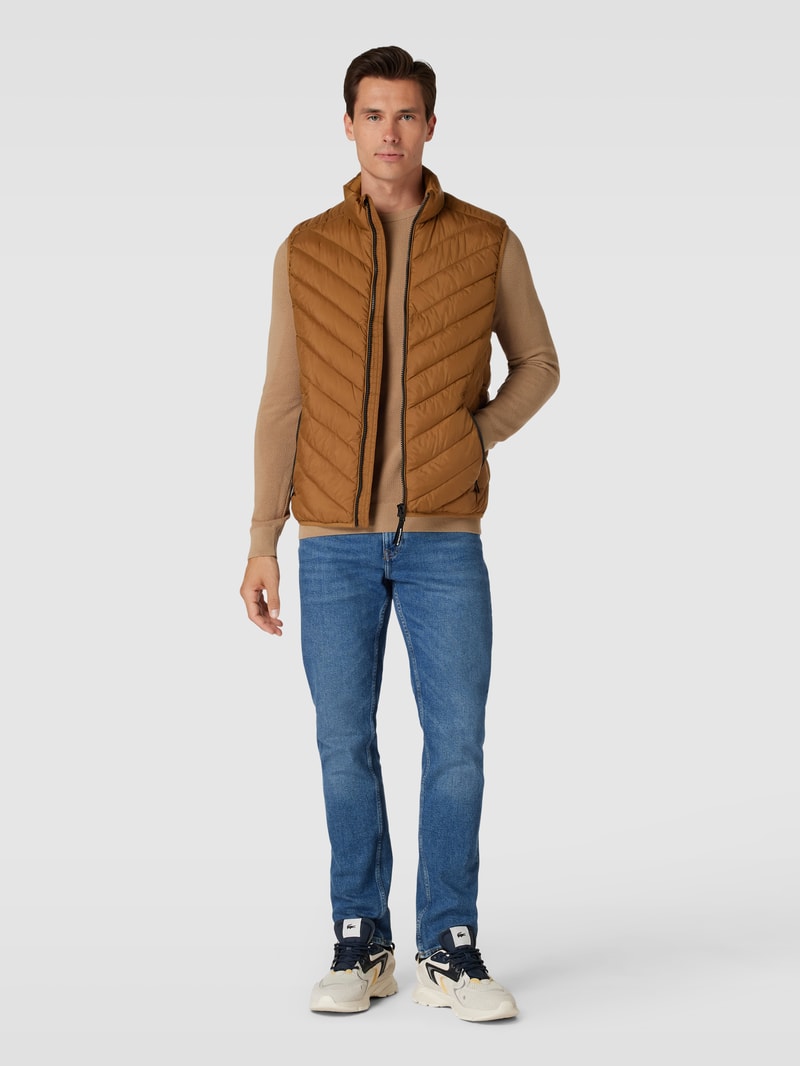 Steppweste mit Stehkragen in cognac